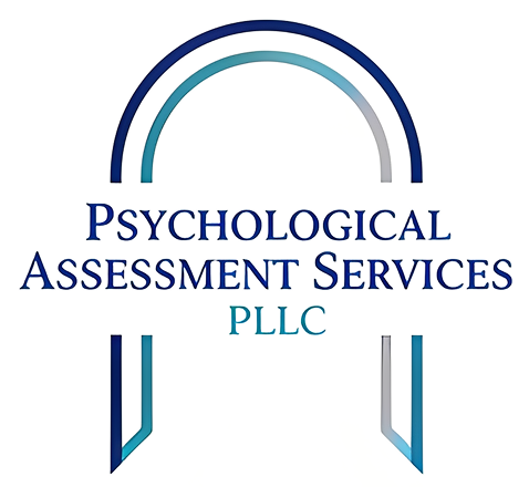 Logo of Psychological Assessment Services PLLC with a stylized arch design.