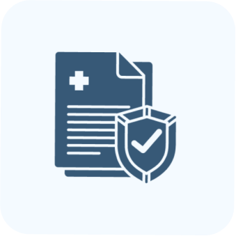 Medical document with a protective shield icon.