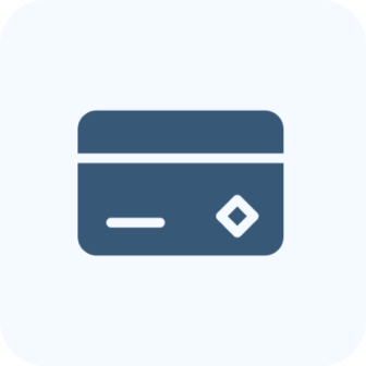 Icon of a credit card with a chip and a magnetic stripe.
